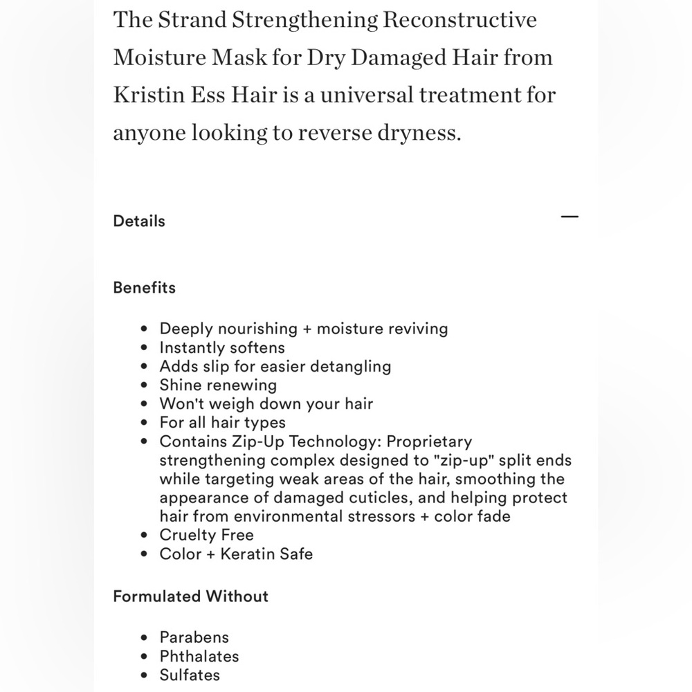 Kristin Ess | Strand Strengthening Reconstructive Moisture Mask All Hair Types - Picture 4 of 8